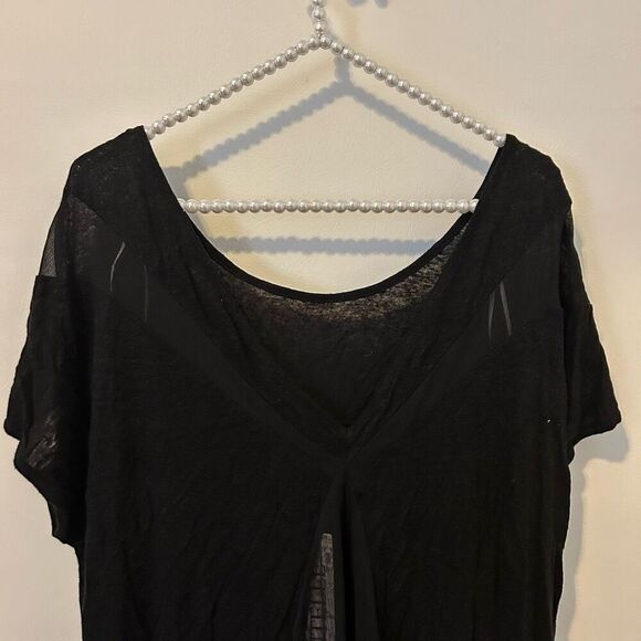 Dantelle Tunic Women 1x Sheer cut out Black Rayon linen boho whimsigoth goth NWT - Picture 7 of 13
